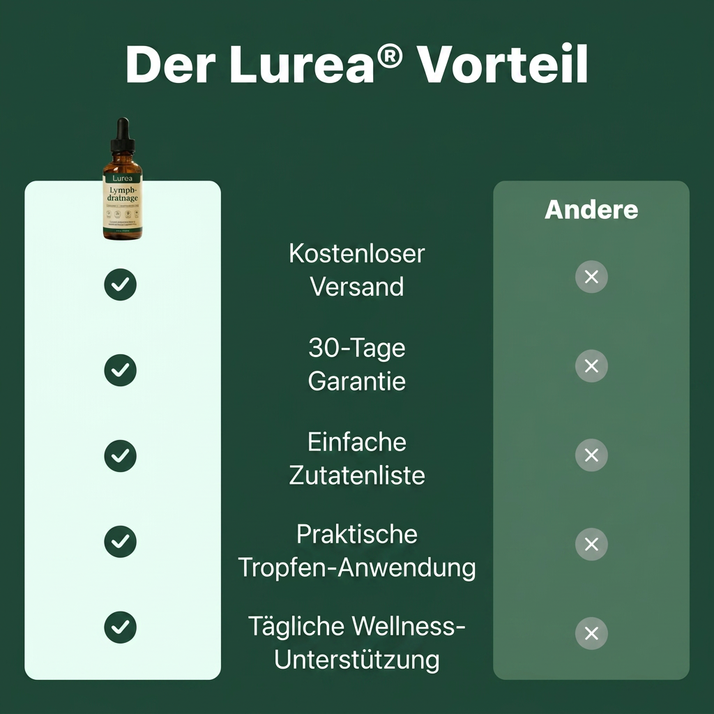 Lurea® Lymphdrainage-Tropfen Natürliche Linderung bei Wassereinlagerungen im Gesicht, Bauch und an den Beinen