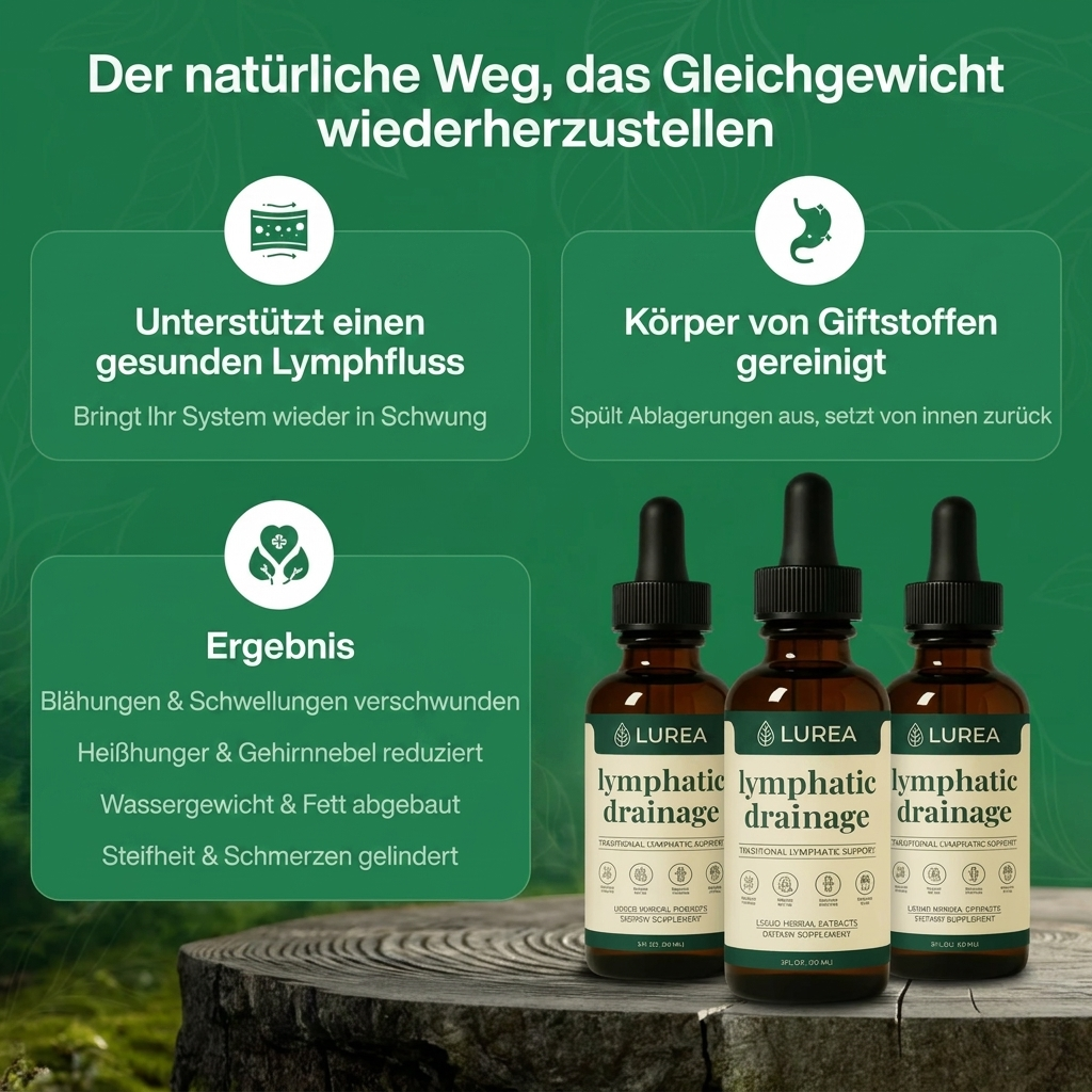 Lurea® Lymphdrainage-Tropfen Natürliche Linderung bei Wassereinlagerungen im Gesicht, Bauch und an den Beinen