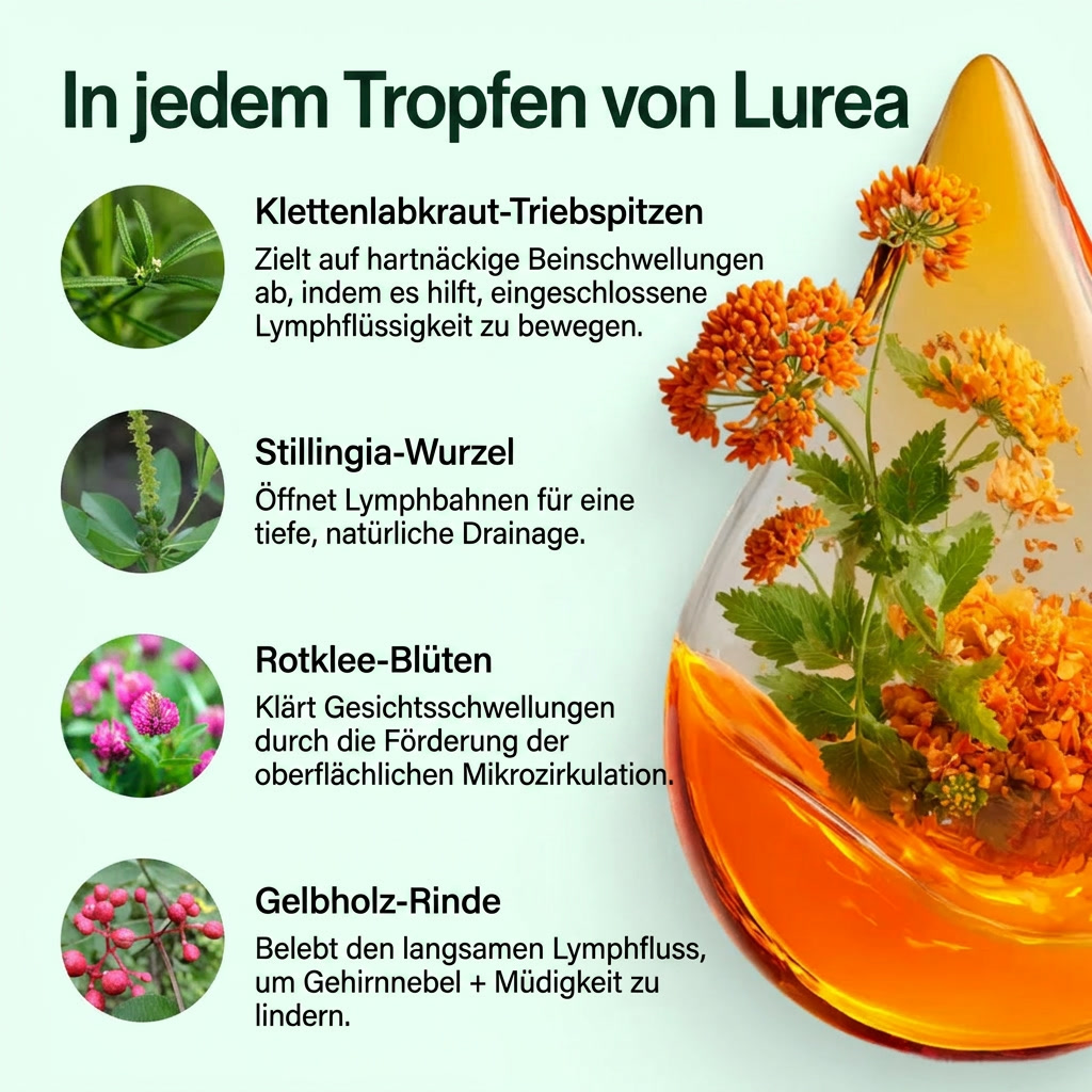Lurea® Lymphdrainage-Tropfen Natürliche Linderung bei Wassereinlagerungen im Gesicht, Bauch und an den Beinen