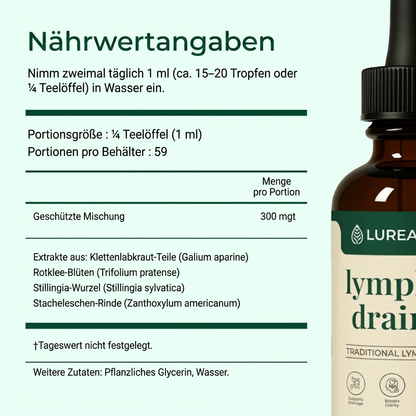 Lurea® Lymphdrainage-Tropfen Natürliche Linderung bei Wassereinlagerungen im Gesicht, Bauch und an den Beinen